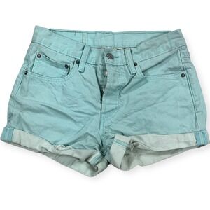 Levi's Women's Size 27 Light Blue 501 Cutoff Shorts Button Fly Denim Distressed‎